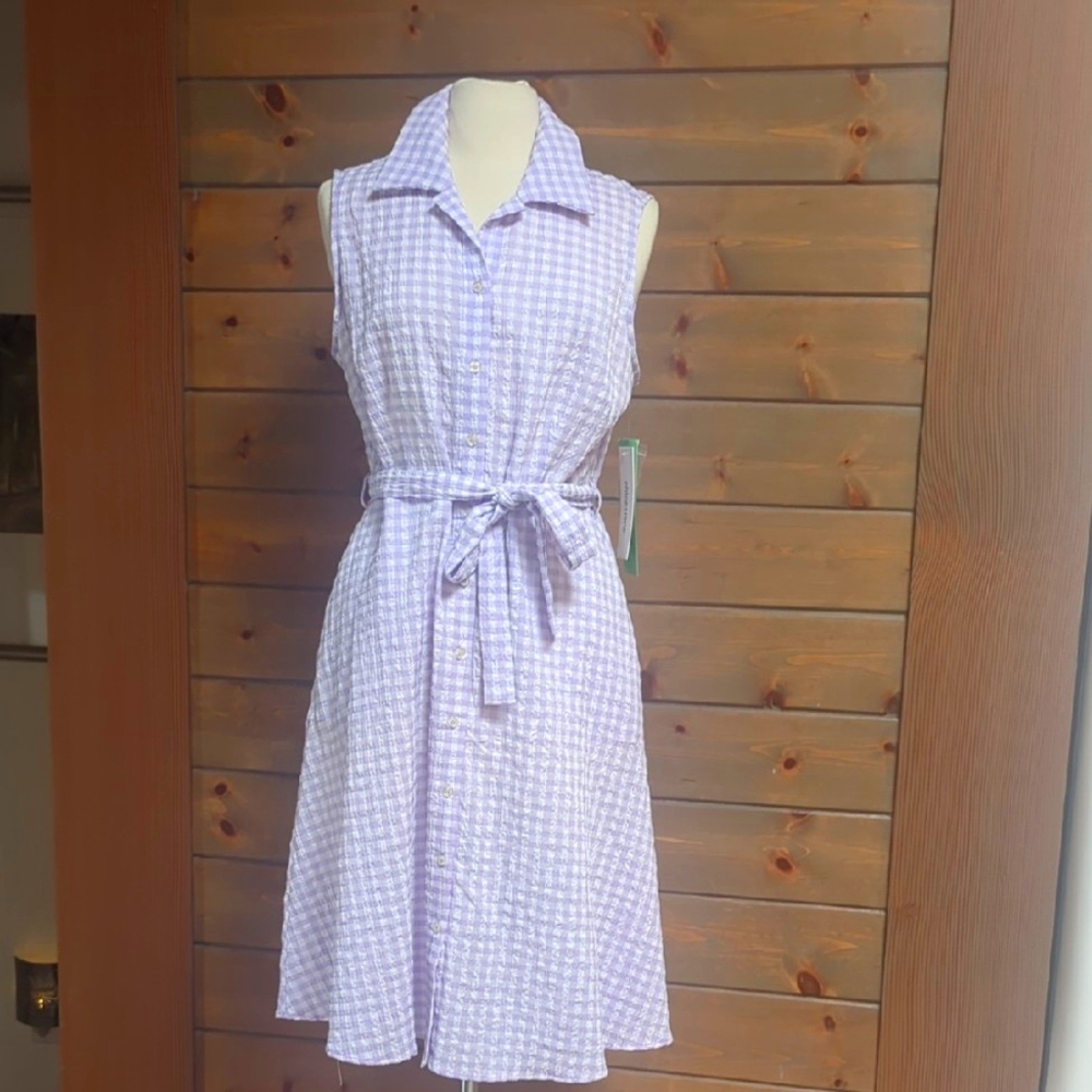 Searsucker Lavender Checked Dress